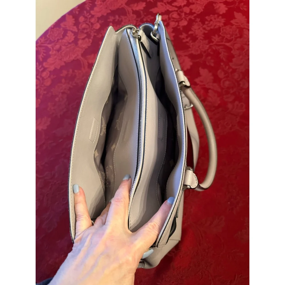 MCM Light Gray/Lavender Leather Satchel w/ Crossbody Strap - Picture 10 of 12